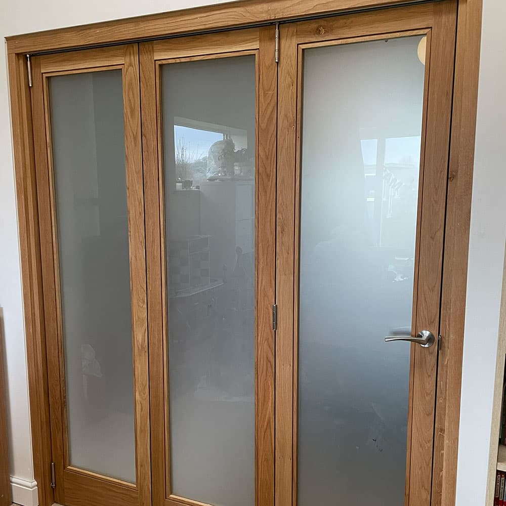 Timber bifolding doors with wide stiles