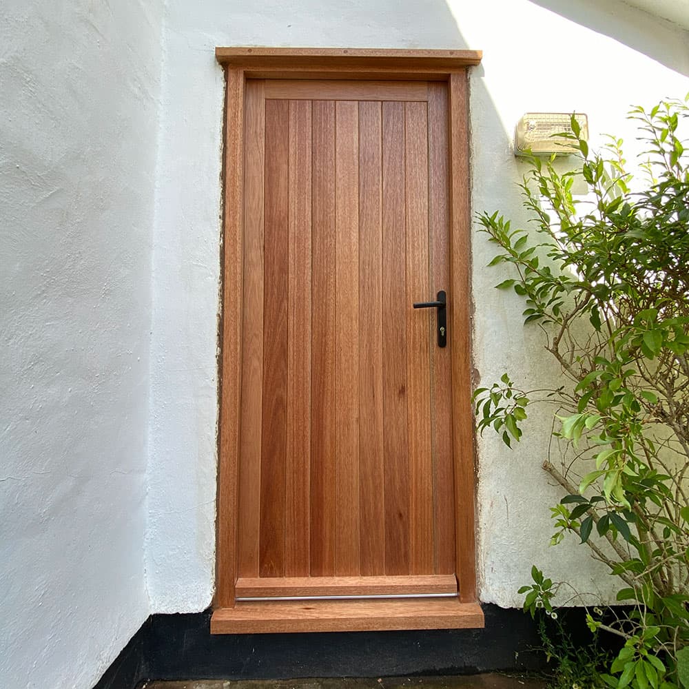 Oiled oak external door with visible grain