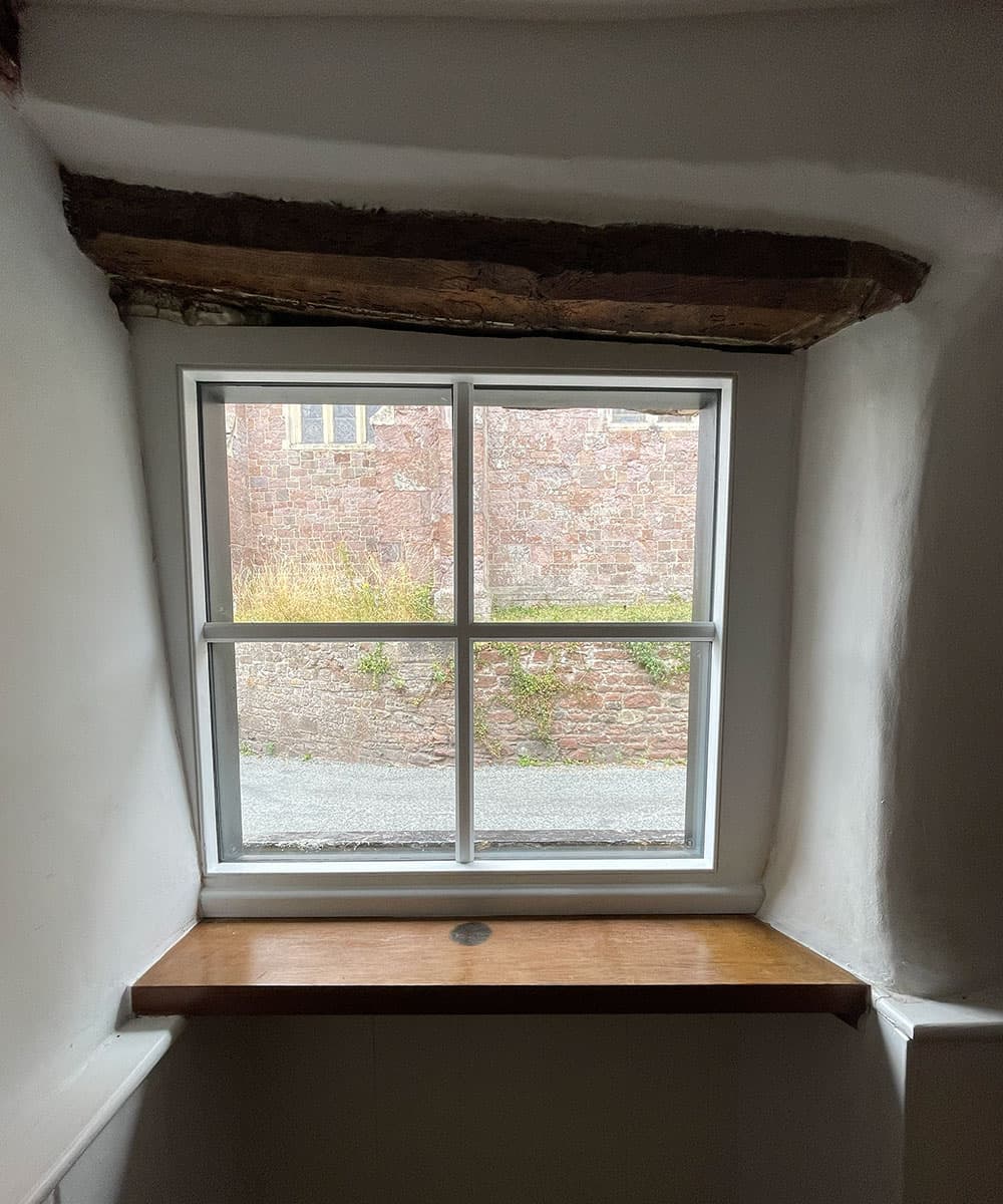 Timber sash window in a period Devon home, made by Devon Joinery